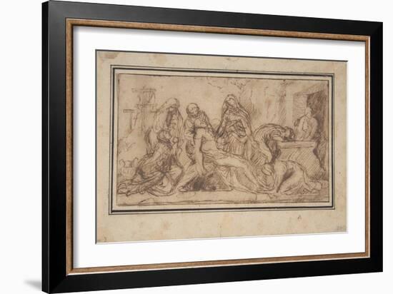 The Entombment, C.1656–57 (Pen and Brown Ink)-Nicolas Poussin-Framed Giclee Print