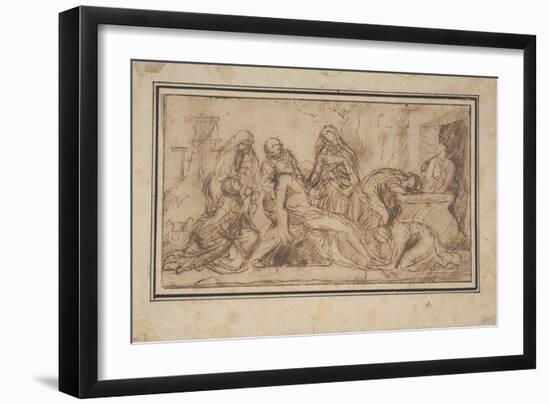 The Entombment, C.1656–57 (Pen and Brown Ink)-Nicolas Poussin-Framed Giclee Print