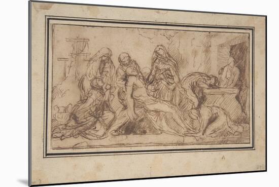 The Entombment, C.1656–57 (Pen and Brown Ink)-Nicolas Poussin-Mounted Giclee Print