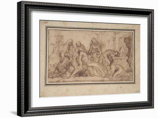 The Entombment, C.1656–57 (Pen and Brown Ink)-Nicolas Poussin-Framed Giclee Print