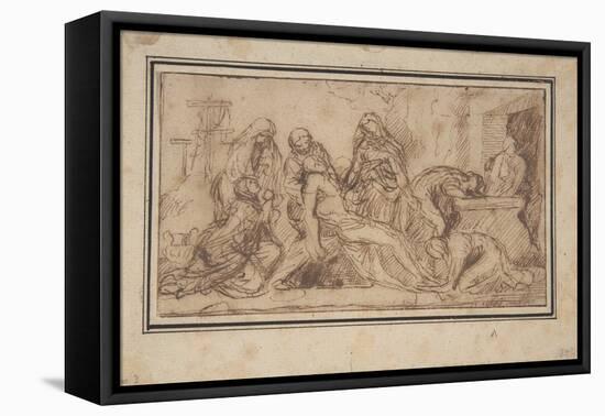 The Entombment, C.1656–57 (Pen and Brown Ink)-Nicolas Poussin-Framed Premier Image Canvas