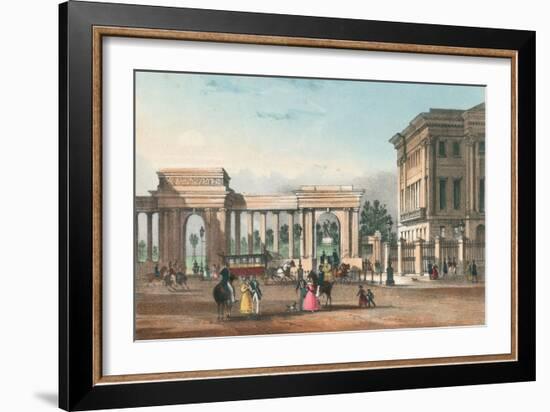 The Entrance to Hyde Park from Piccadilly with the West Wing of Apsley House-English School-Framed Giclee Print