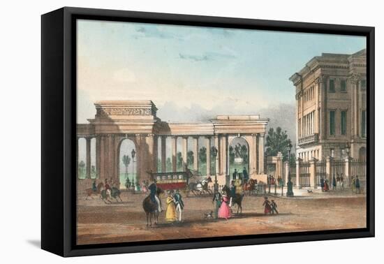 The Entrance to Hyde Park from Piccadilly with the West Wing of Apsley House-English School-Framed Premier Image Canvas