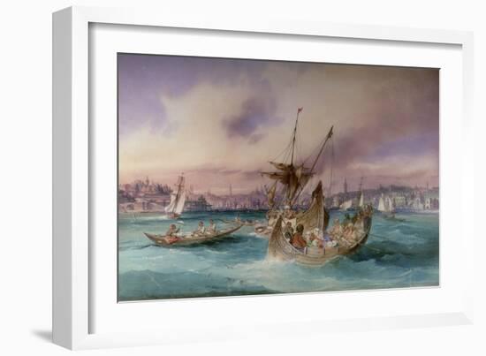 The Entrance to the Golden Horn, Constantinople-Amadeo Preziosi-Framed Giclee Print