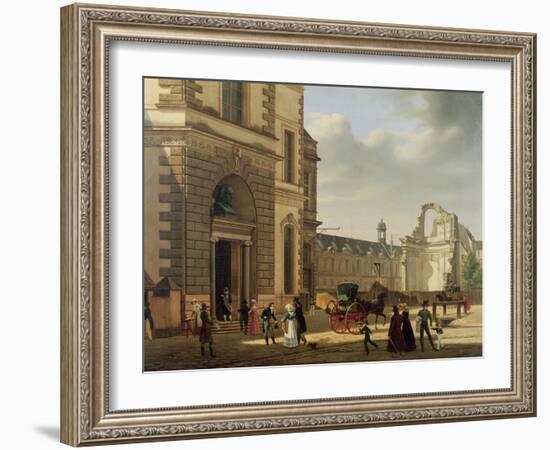 The Entrance to the Musee De Louvre and St. Louis Church, 1822-Etienne Bouhot-Framed Giclee Print