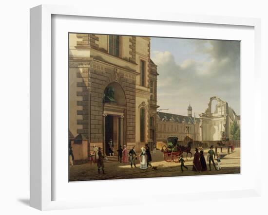 The Entrance to the Musee De Louvre and St. Louis Church, 1822-Etienne Bouhot-Framed Giclee Print