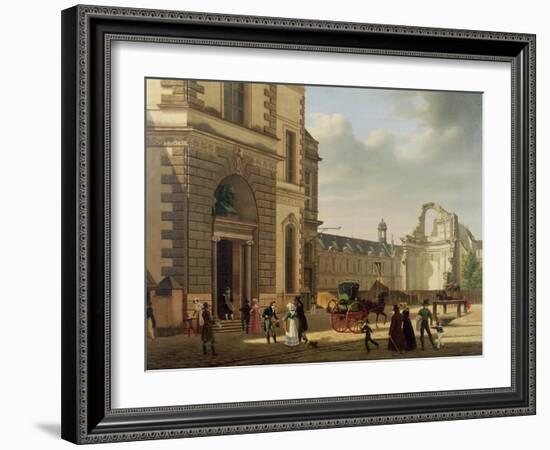 The Entrance to the Musee De Louvre and St. Louis Church, 1822-Etienne Bouhot-Framed Giclee Print