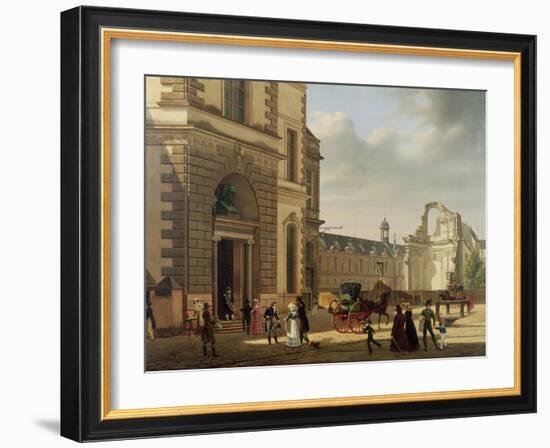 The Entrance to the Musee De Louvre and St. Louis Church, 1822-Etienne Bouhot-Framed Giclee Print