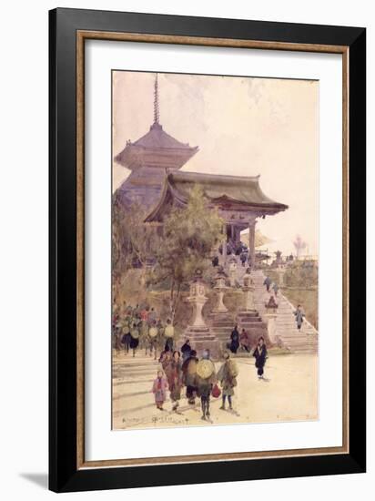 The Entrance to the Temple of Kiyomizu-Dera, Kyoto, with Pilgrims Ascending-Sir Alfred East-Framed Giclee Print