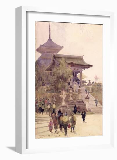 The Entrance to the Temple of Kiyomizu-Dera, Kyoto, with Pilgrims Ascending-Sir Alfred East-Framed Giclee Print