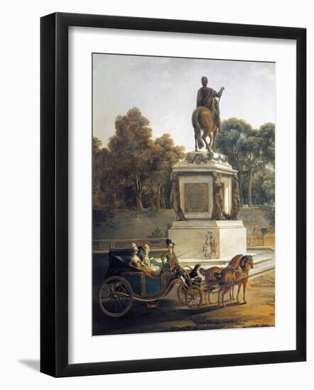 The Entrance to Tuileries with Statue of Louis XV and Carriage-null-Framed Giclee Print