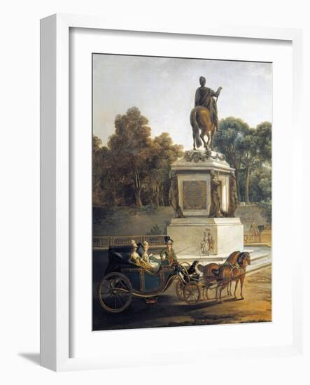 The Entrance to Tuileries with Statue of Louis XV and Carriage-null-Framed Giclee Print