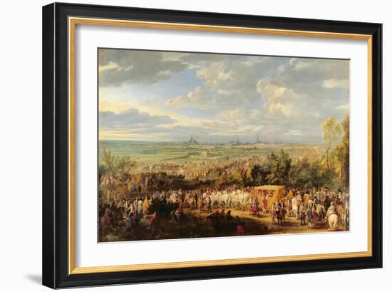 The Entry of Louis XIV (1638-1715) and Marie-Therese (1638-83) of Austria in to Arras-Adam Frans van der Meulen-Framed Giclee Print