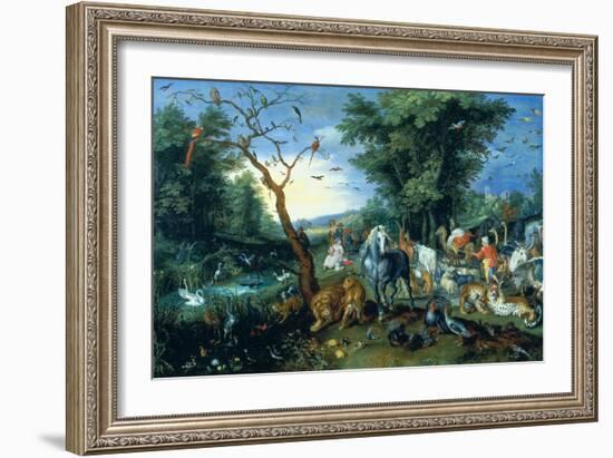 The Entry of the Animals into Noah's Ark (Oil on Panel)-Jan the Younger Brueghel-Framed Giclee Print