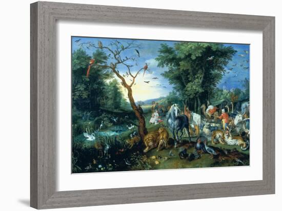 The Entry of the Animals into Noah's Ark (Oil on Panel)-Jan the Younger Brueghel-Framed Giclee Print
