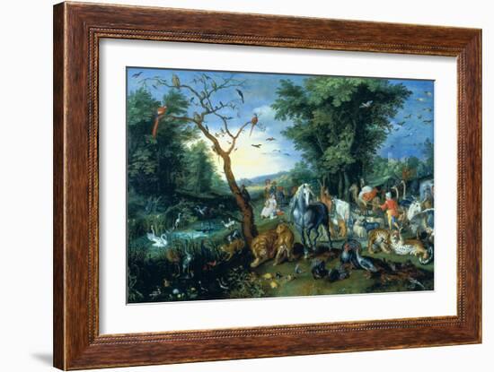 The Entry of the Animals into Noah's Ark (Oil on Panel)-Jan the Younger Brueghel-Framed Giclee Print