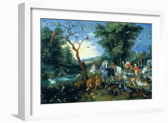 The Entry of the Animals into Noah's Ark (Oil on Panel)-Jan the Younger Brueghel-Framed Giclee Print