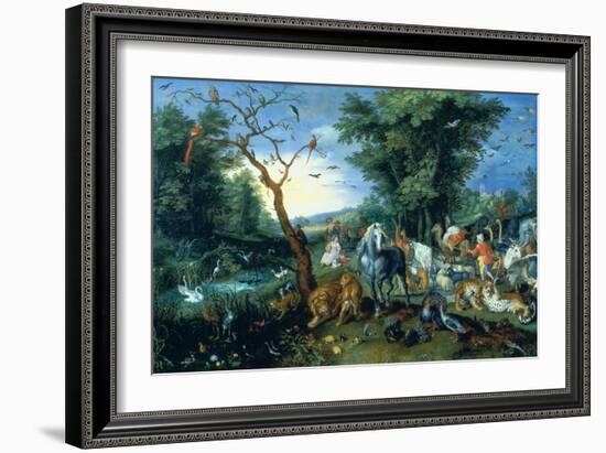 The Entry of the Animals into Noah's Ark (Oil on Panel)-Jan the Younger Brueghel-Framed Giclee Print