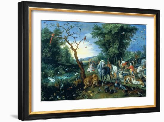 The Entry of the Animals into Noah's Ark (Oil on Panel)-Jan the Younger Brueghel-Framed Giclee Print