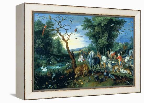 The Entry of the Animals into Noah's Ark (Oil on Panel)-Jan the Younger Brueghel-Framed Premier Image Canvas