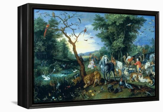 The Entry of the Animals into Noah's Ark (Oil on Panel)-Jan the Younger Brueghel-Framed Premier Image Canvas