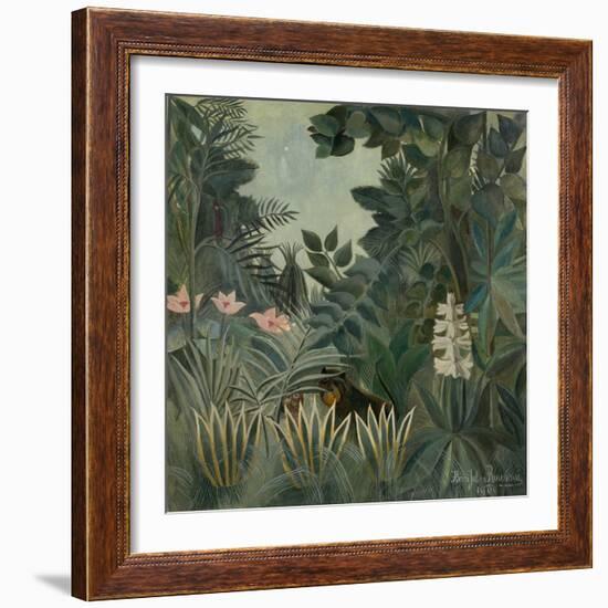 The Equatorial Jungle, by Henri Rousseau, 1909, French painting,-Henri Rousseau-Framed Art Print