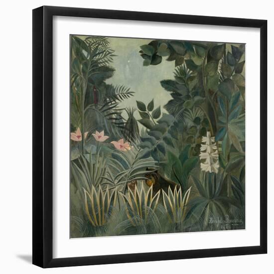 The Equatorial Jungle, by Henri Rousseau, 1909, French painting,-Henri Rousseau-Framed Art Print