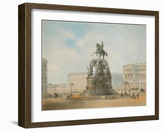 The Equestrian Monument of Nicholas I of Russia on St Isaac's Square in Saint Petersburg-Iosif Iosifovich Charlemagne-Framed Giclee Print