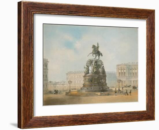 The Equestrian Monument of Nicholas I of Russia on St Isaac's Square in Saint Petersburg-Iosif Iosifovich Charlemagne-Framed Giclee Print