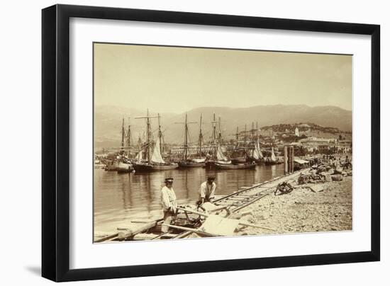 The Erection of a Pier in Yalta, 1896 (Albumen Photo)-Unknown Artist-Framed Giclee Print