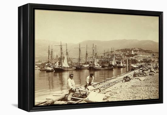 The Erection of a Pier in Yalta, 1896 (Albumen Photo)-Unknown Artist-Framed Premier Image Canvas