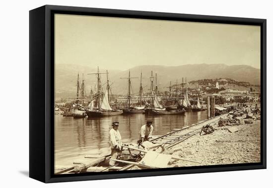 The Erection of a Pier in Yalta, 1896 (Albumen Photo)-Unknown Artist-Framed Premier Image Canvas