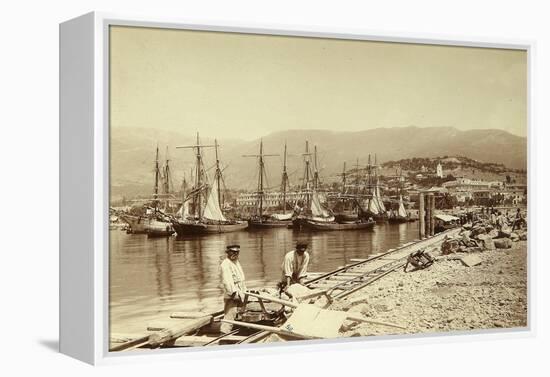 The Erection of a Pier in Yalta, 1896 (Albumen Photo)-Unknown Artist-Framed Premier Image Canvas