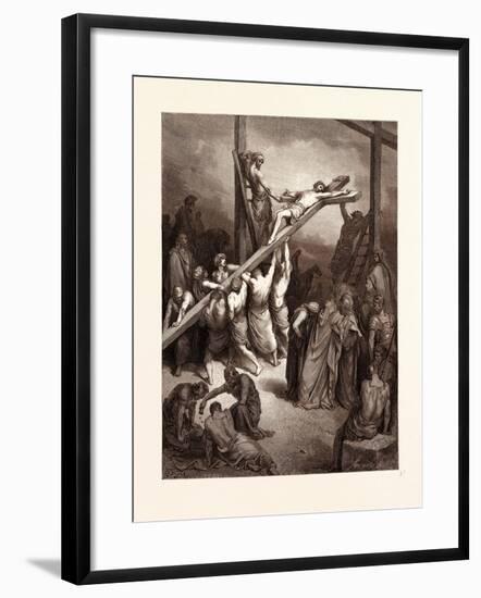 The Erection of the Cross-Gustave Dore-Framed Giclee Print