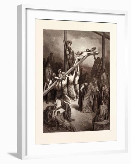 The Erection of the Cross-Gustave Dore-Framed Giclee Print