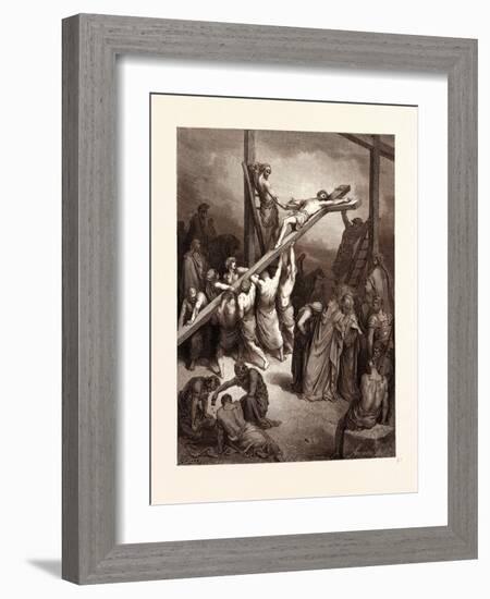 The Erection of the Cross-Gustave Dore-Framed Giclee Print