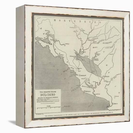 The European Demonstration on the Adriatic Coast, Map of the Albanian and Montenegrin Frontier-null-Framed Premier Image Canvas