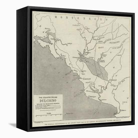 The European Demonstration on the Adriatic Coast, Map of the Albanian and Montenegrin Frontier-null-Framed Premier Image Canvas