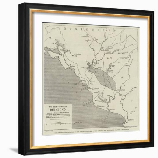 The European Demonstration on the Adriatic Coast, Map of the Albanian and Montenegrin Frontier-null-Framed Giclee Print