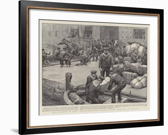 The Evacuation of Crete, British Bluejackets Clearing Out the Turks, Bag and Baggage-Frank Dadd-Framed Giclee Print