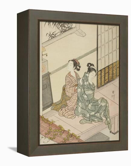 The Evening Bell of the Clock , from the series Eight Views of the Parlor , c.1766-Suzuki Harunobu-Framed Premier Image Canvas