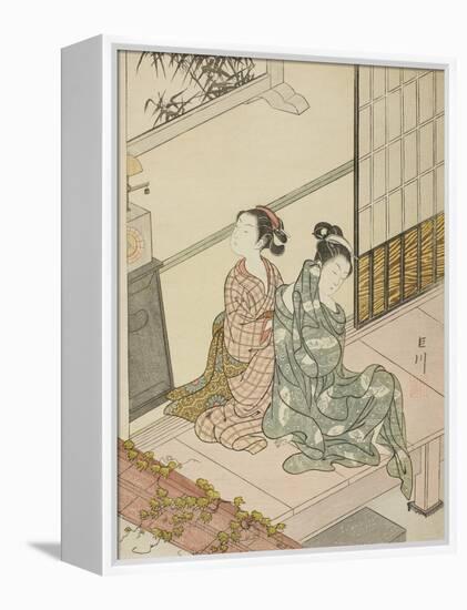 The Evening Bell of the Clock , from the series Eight Views of the Parlor , c.1766-Suzuki Harunobu-Framed Premier Image Canvas