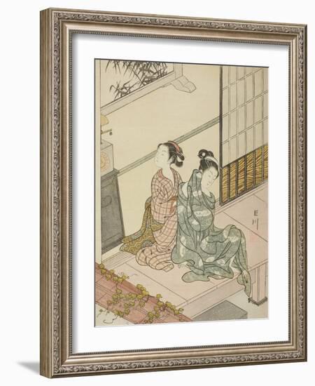 The Evening Bell of the Clock , from the series Eight Views of the Parlor , c.1766-Suzuki Harunobu-Framed Giclee Print