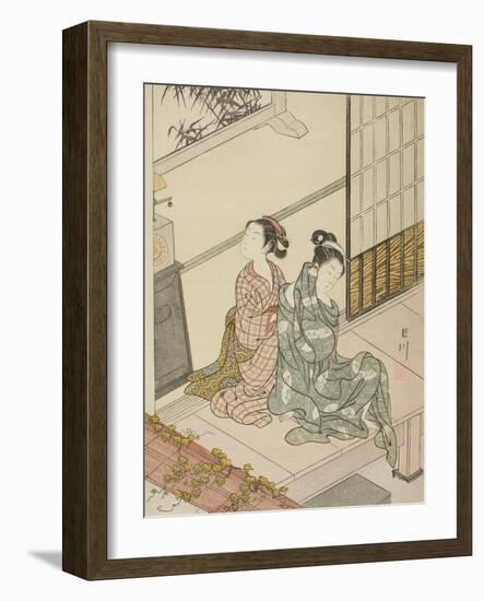 The Evening Bell of the Clock , from the series Eight Views of the Parlor , c.1766-Suzuki Harunobu-Framed Giclee Print