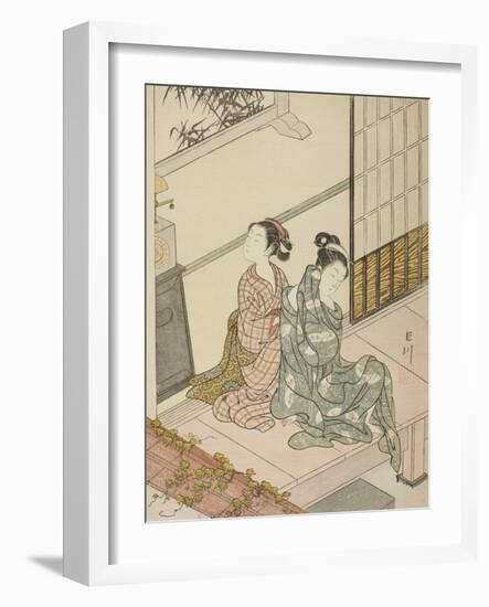 The Evening Bell of the Clock , from the series Eight Views of the Parlor , c.1766-Suzuki Harunobu-Framed Giclee Print