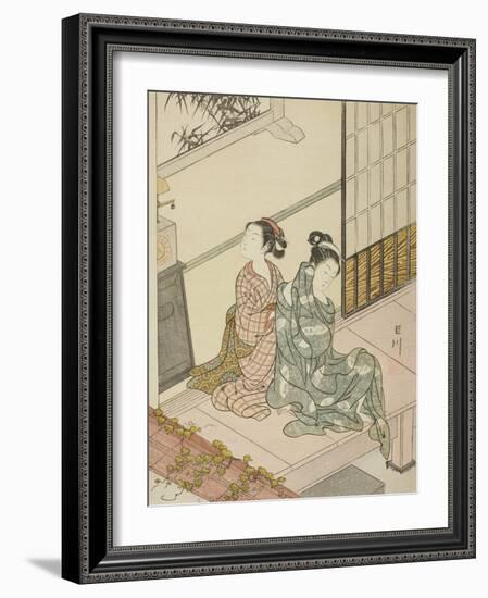 The Evening Bell of the Clock , from the series Eight Views of the Parlor , c.1766-Suzuki Harunobu-Framed Giclee Print