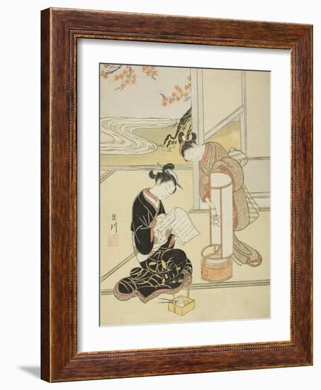 The Evening Glow of a Lamp , from the series Eight Views of the Parlor , c.1766-Suzuki Harunobu-Framed Giclee Print