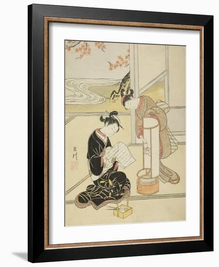 The Evening Glow of a Lamp , from the series Eight Views of the Parlor , c.1766-Suzuki Harunobu-Framed Giclee Print