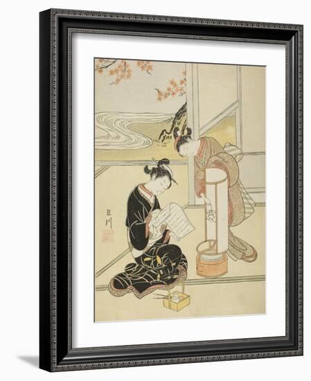 The Evening Glow of a Lamp , from the series Eight Views of the Parlor , c.1766-Suzuki Harunobu-Framed Giclee Print