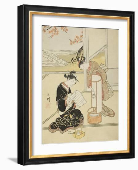 The Evening Glow of a Lamp , from the series Eight Views of the Parlor , c.1766-Suzuki Harunobu-Framed Giclee Print